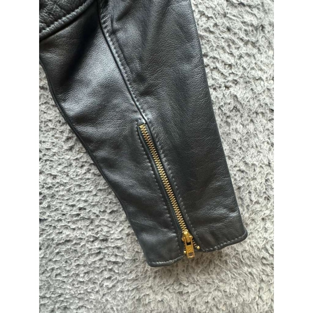 Protech Leather Apparel Fringed Leather Cropped Biker Jacket Black Women Size 12 - Picture 7 of 12